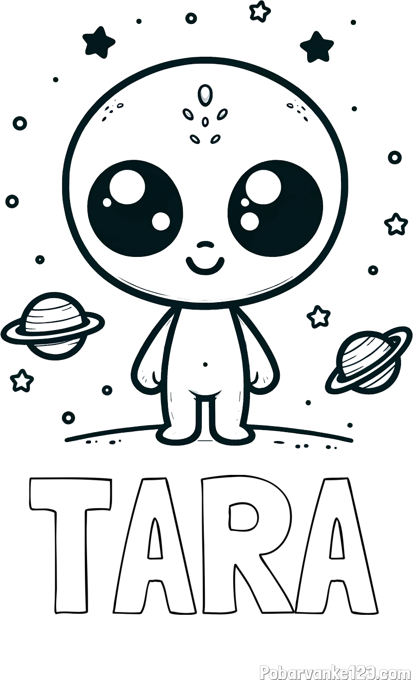 Pobarvanka imena TARA in pobarvanka vesoljec