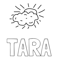 Online izdelana pobarvanka - Pobarvanka imena TARA in sonce in oblak