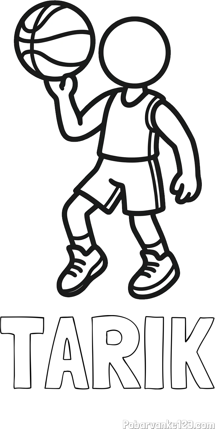 Pobarvanka imena TARIK in otroška pobarvanka košarkarja