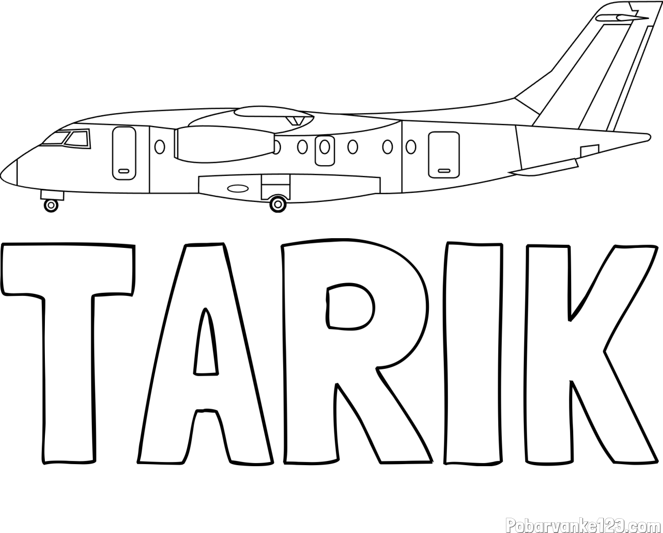 Pobarvanka imena TARIK in pobarvanka potniškega aviona