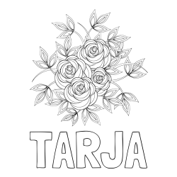 Online izdelana pobarvanka - Pobarvanka imena TARJA in pobarvanka šopka vrtnic