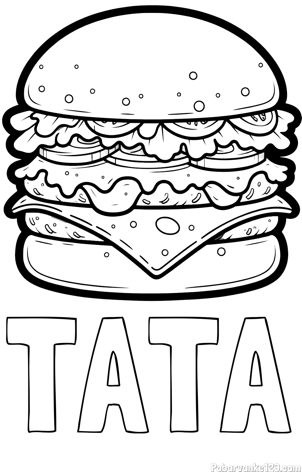 Pobarvanka imena TATA in pobarvanka hamburger