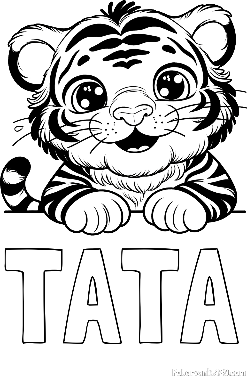 Pobarvanka imena TATA in pobarvanka tigrček