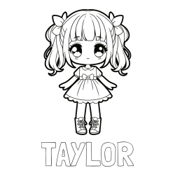 Pobarvanka imena TAYLOR in pobarvanka anime punčke