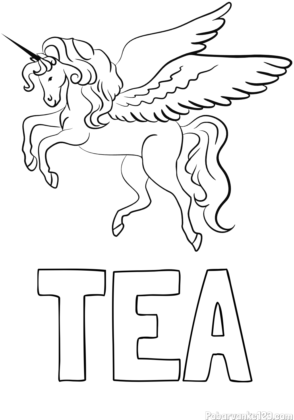 Pobarvanka imena TEA in lepa pobarvanka samoroga