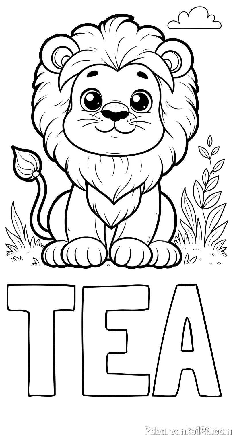Pobarvanka imena TEA in pobarvanka ljubkega leva