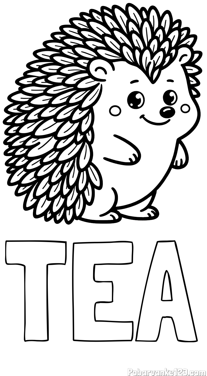 Pobarvanka imena TEA in pobarvanka prisrčnega ježka