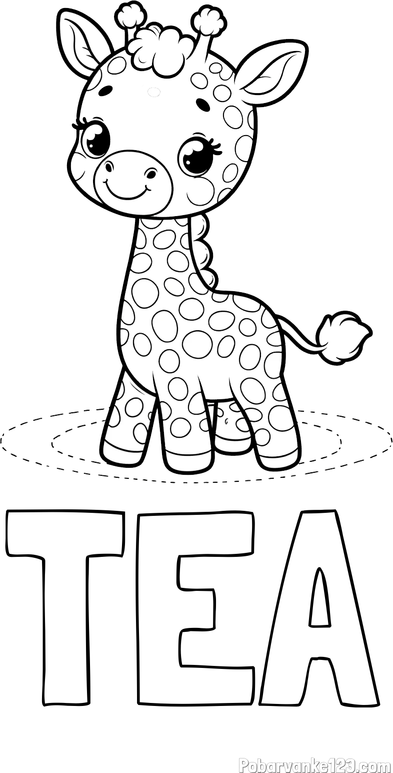 Pobarvanka imena TEA in pobarvanka žirafe
