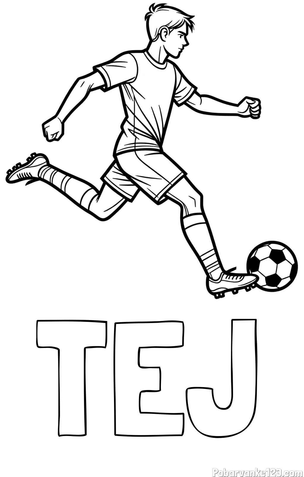 Pobarvanka imena TEJ in pobarvanka nogometaša v napadu