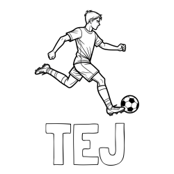 Online izdelana pobarvanka - Pobarvanka imena TEJ in pobarvanka nogometaša v napadu