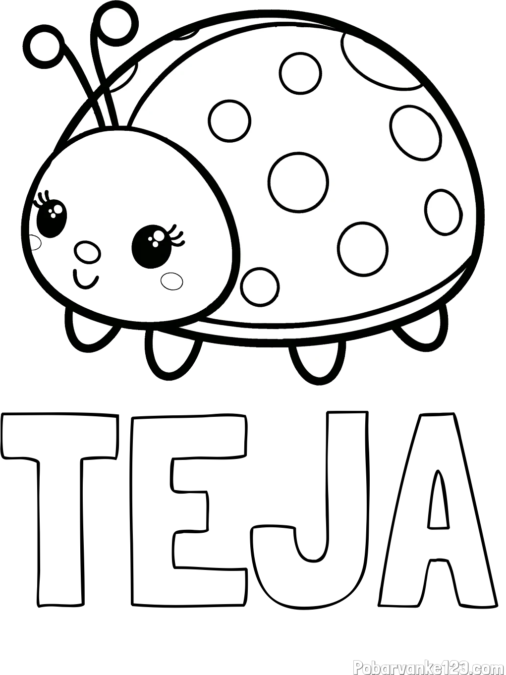Pobarvanka imena TEJA in pobarvanka ljubke pikapolonice