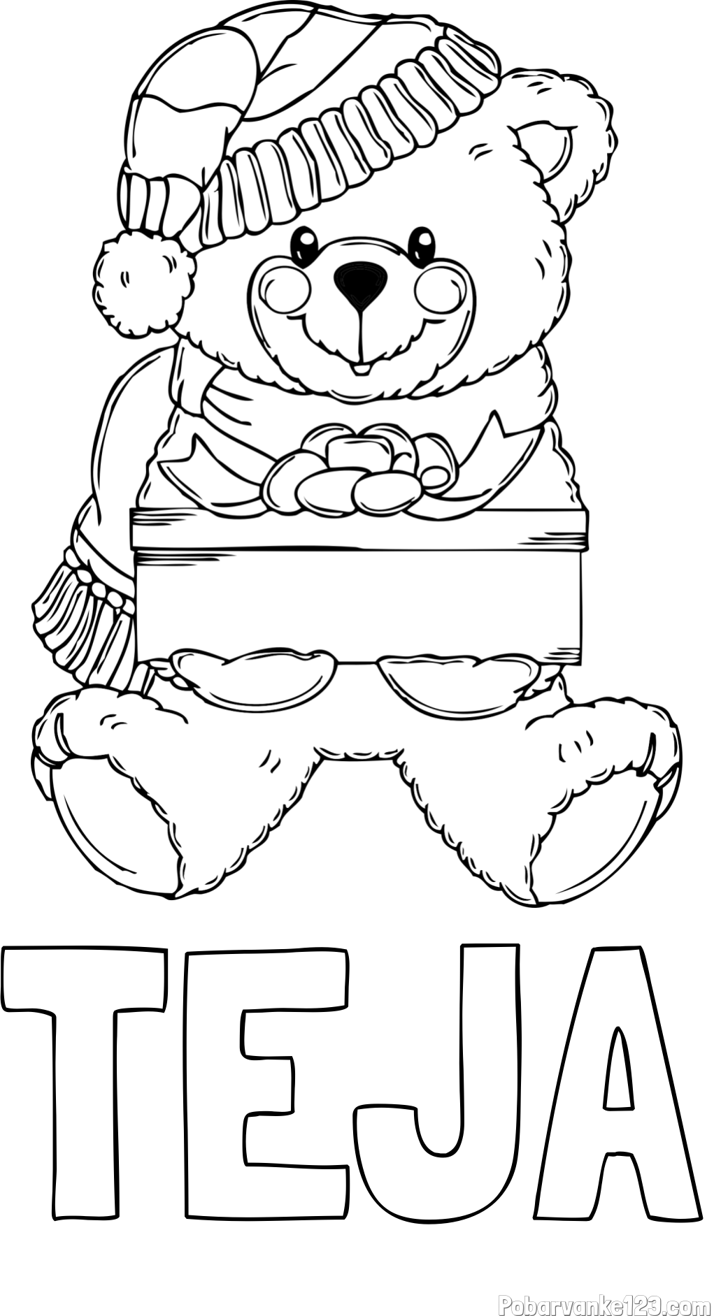 Pobarvanka imena TEJA in pobarvanka ljubkega medvedka