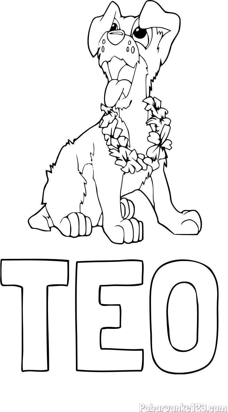 Pobarvanka imena TEO in pobarvanka kužka