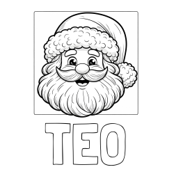 Online izdelana pobarvanka - Pobarvanka imena TEO in pobarvanka nasmejanega Božička