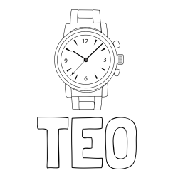 Online izdelana pobarvanka - Pobarvanka imena TEO in pobarvanka ročne ure