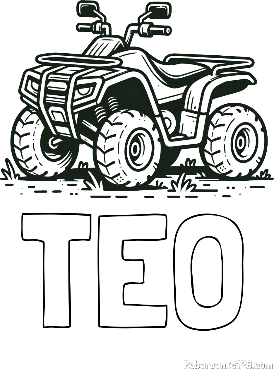 Pobarvanka imena TEO in pobarvanka štirikolesnika