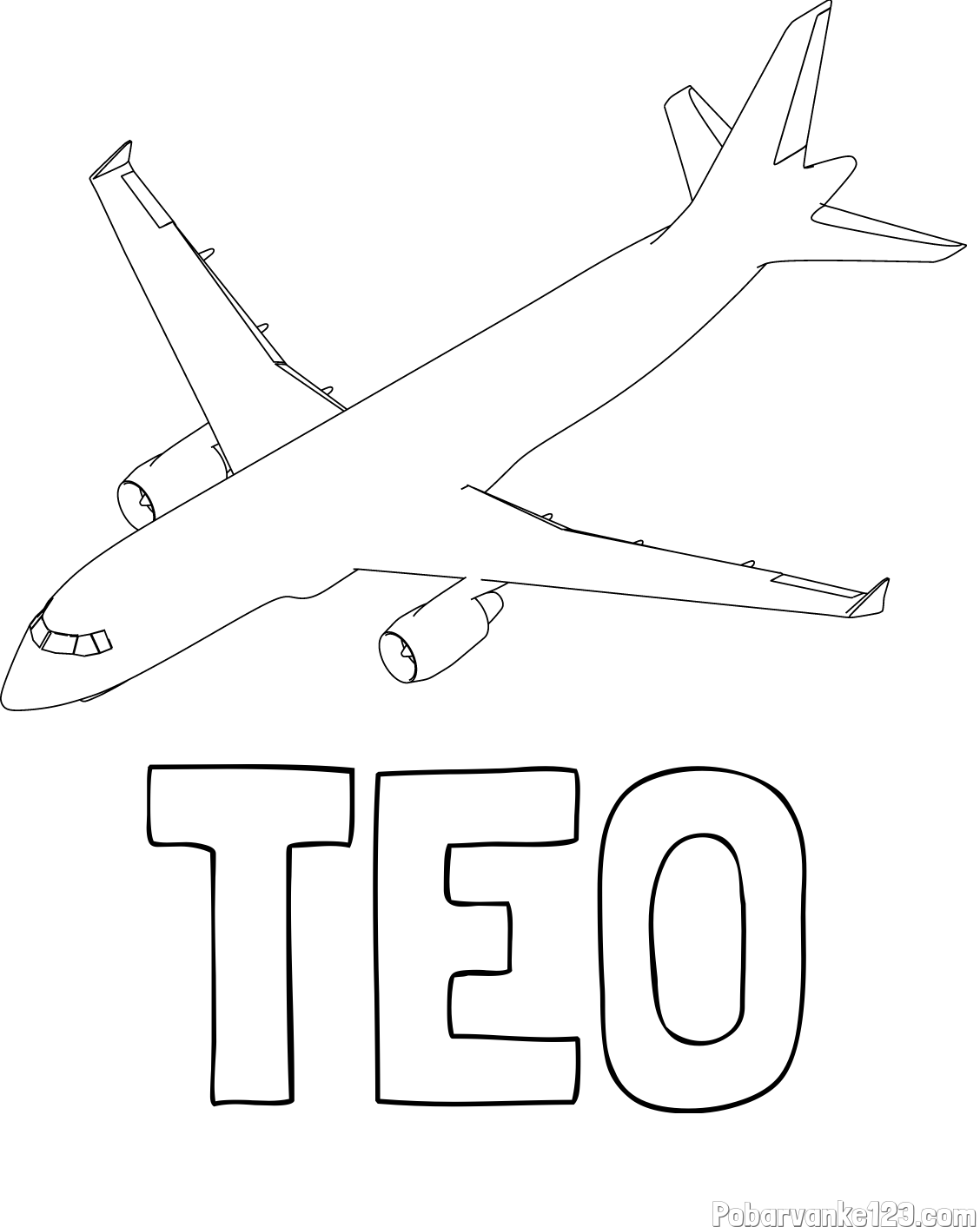 Pobarvanka imena TEO in pobarvanka velikega aviona