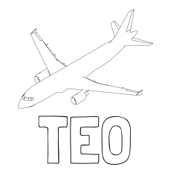 Pobarvanka imena TEO in pobarvanka velikega aviona