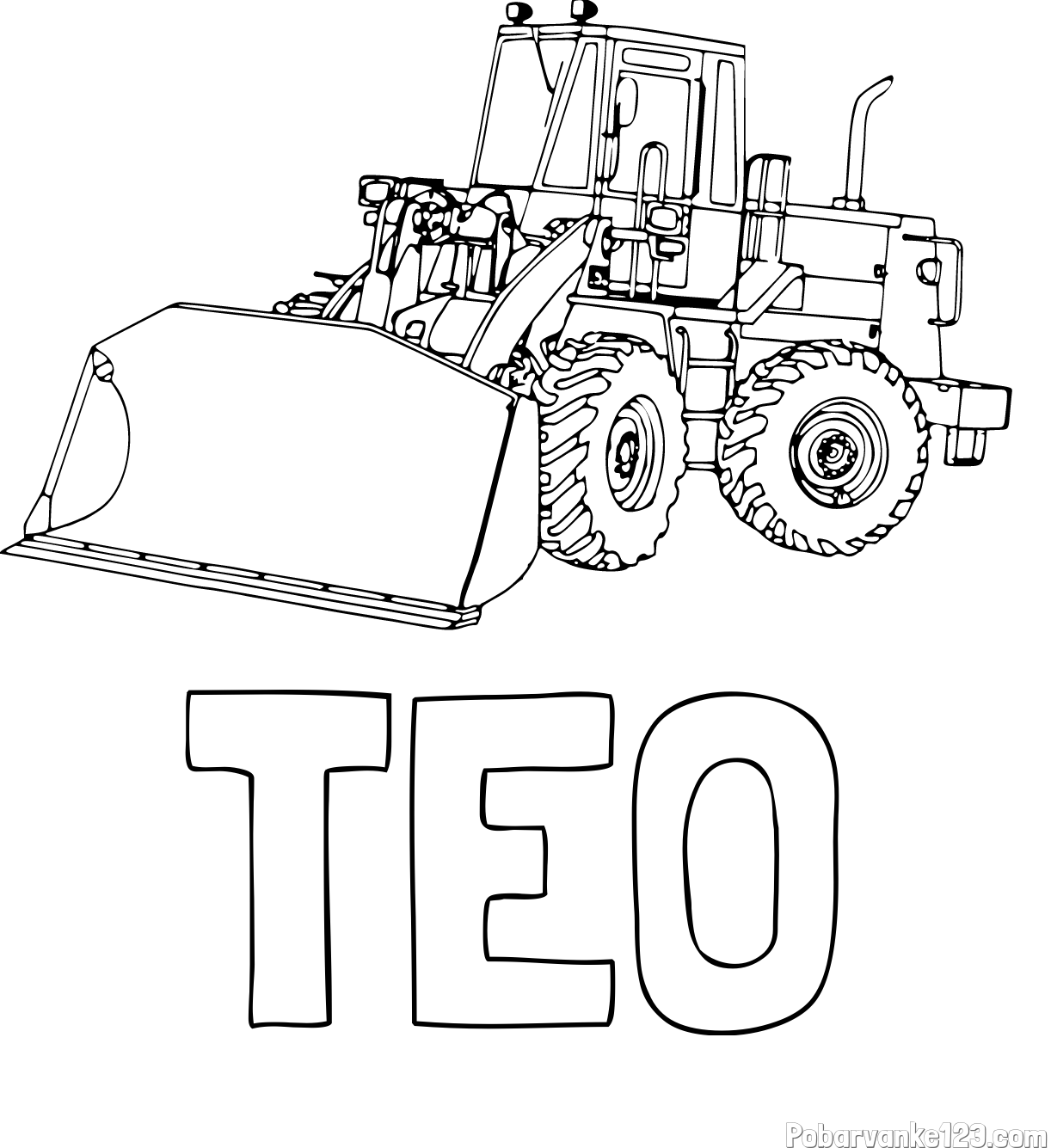 Pobarvanka imena TEO in pobarvanka velikega bagra