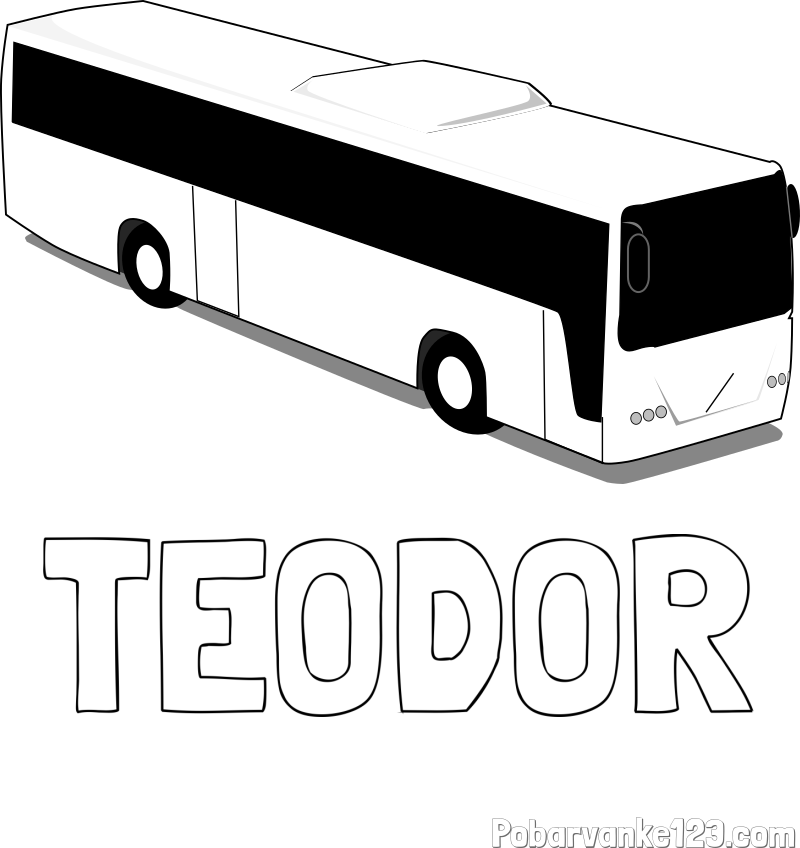 Pobarvanka imena TEODOR in pobarvanka velikega avtobusa