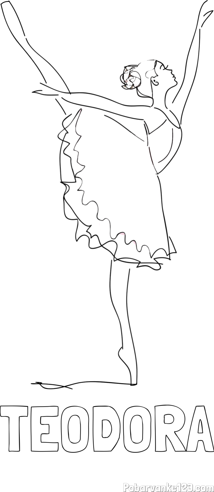 Pobarvanka imena TEODORA in pobarvanka ljubke baletke