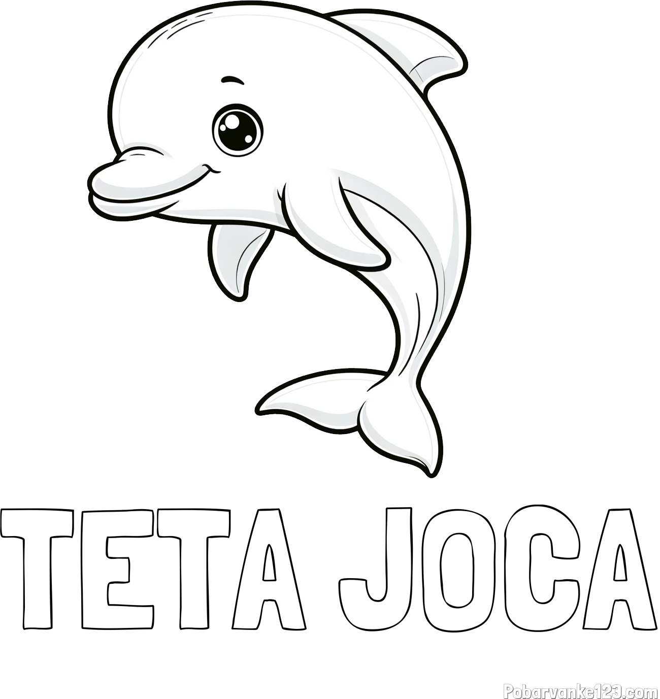 Pobarvanka imena TETA JOCA in otroška pobarvanka ljubkega delfina