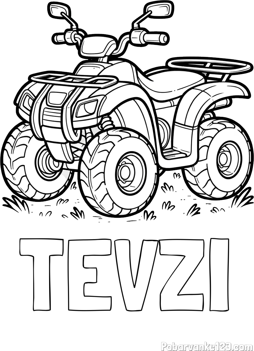 Pobarvanka imena TEVZI in pobarvanka velikega štirikolesnika