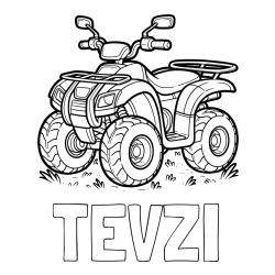 Online izdelana pobarvanka - Pobarvanka imena TEVZI in pobarvanka velikega štirikolesnika