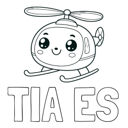 Online izdelana pobarvanka - Pobarvanka imena TIA ES in otroška pobarvanka ljubkega helikopterja