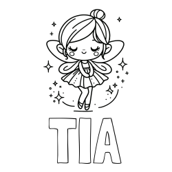 Pobarvanka imena TIA in otroška pobarvanka čarobne vile