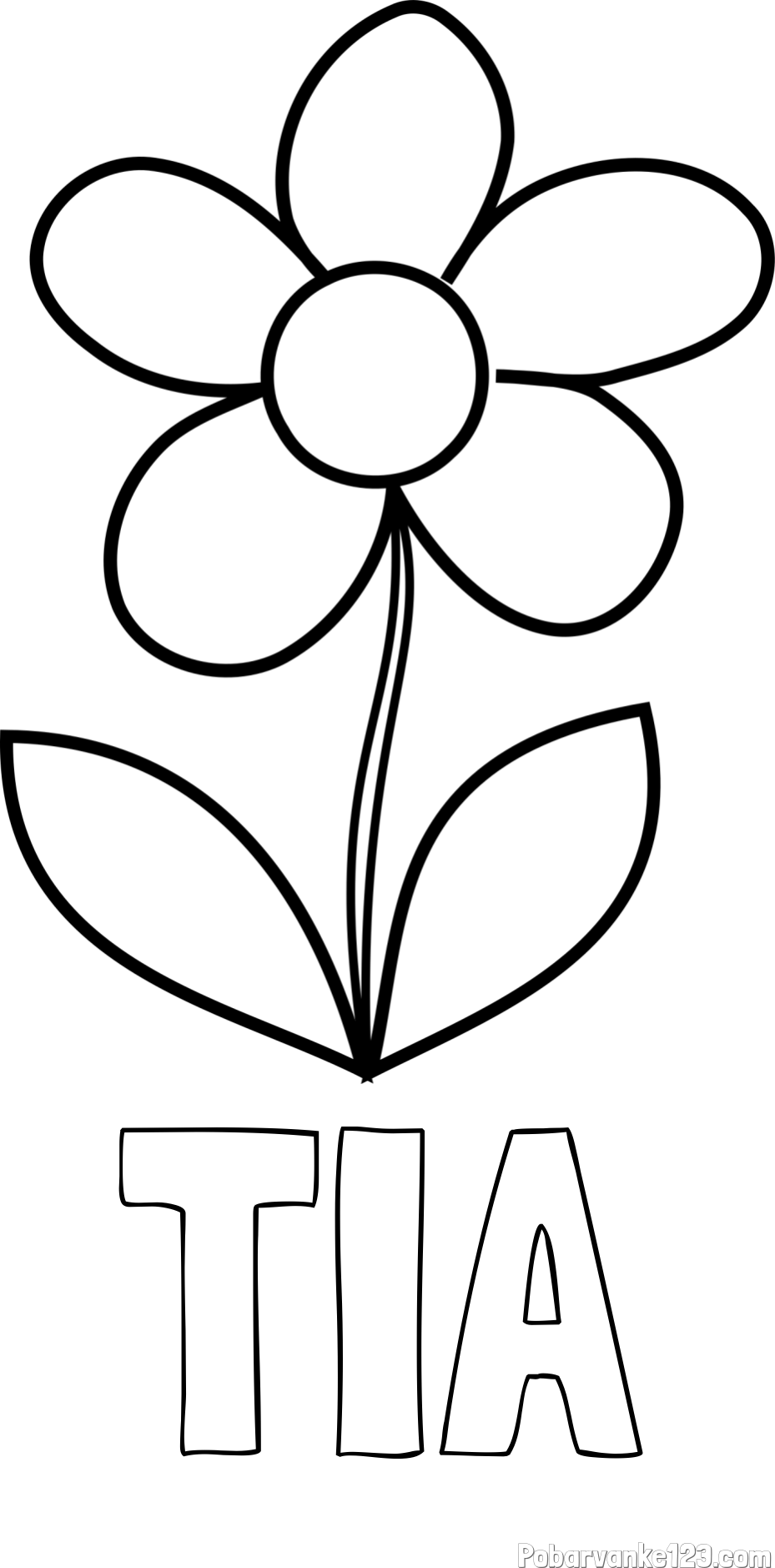 Pobarvanka imena TIA in otroška pobarvanka rože