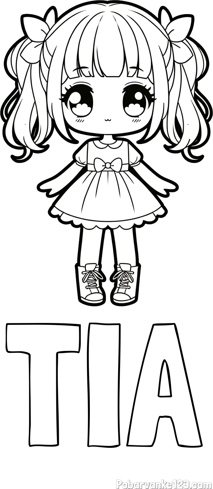 Pobarvanka imena TIA in pobarvanka anime punčke