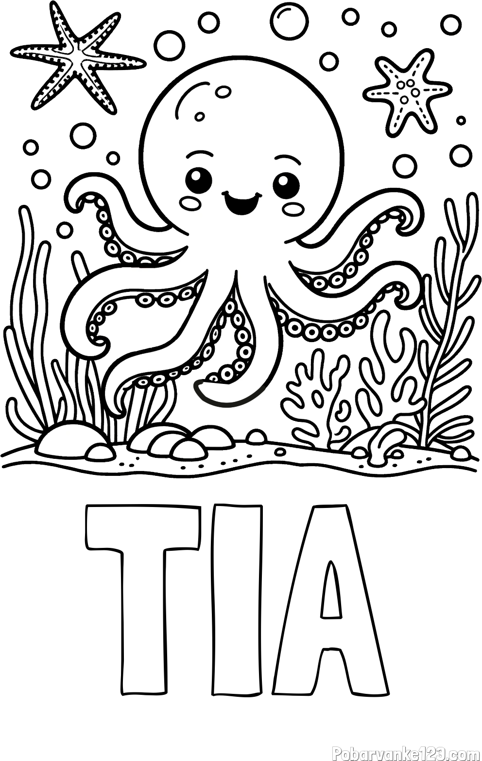 Pobarvanka imena TIA in pobarvanka hobotnice