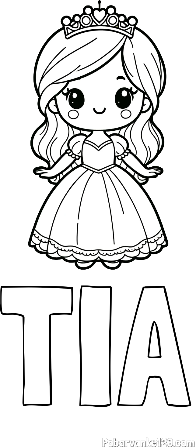 Pobarvanka imena TIA in pobarvanka ljubke princeske