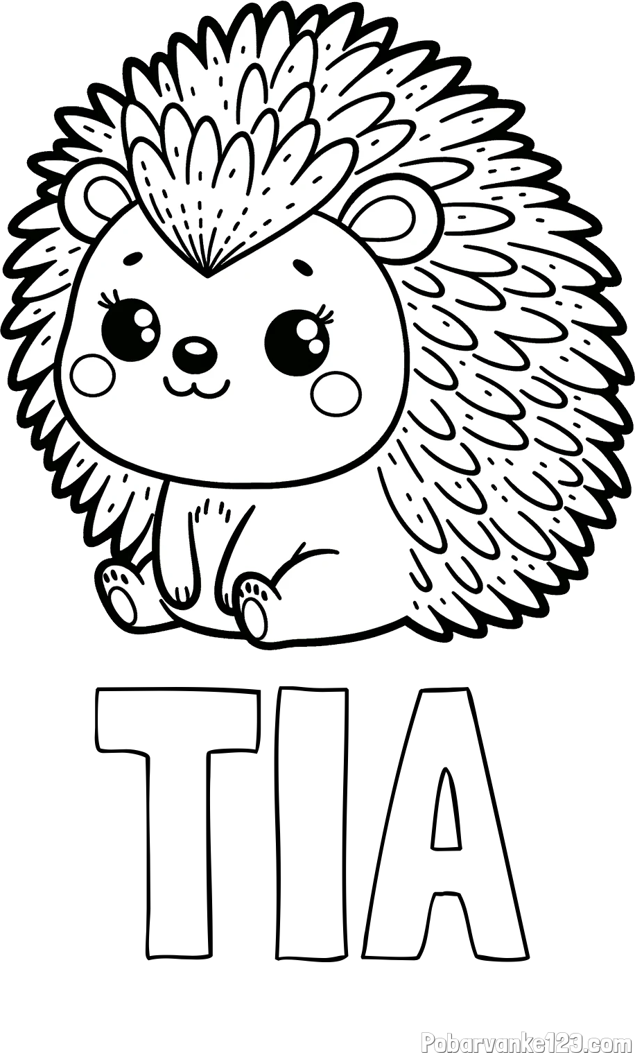 Pobarvanka imena TIA in pobarvanka nasmejanega ježka