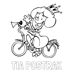 Online izdelana pobarvanka - Pobarvanka imena TIA POŠTRAK in pobarvanka nasmejane kraljične na kolesu