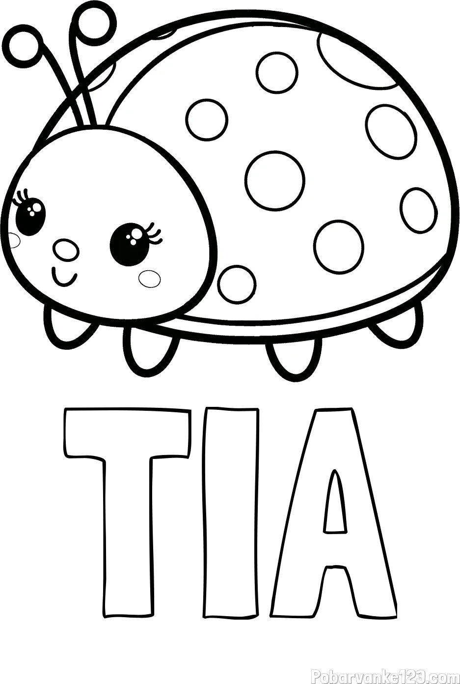 Pobarvanka imena TIA ter pikapolonice