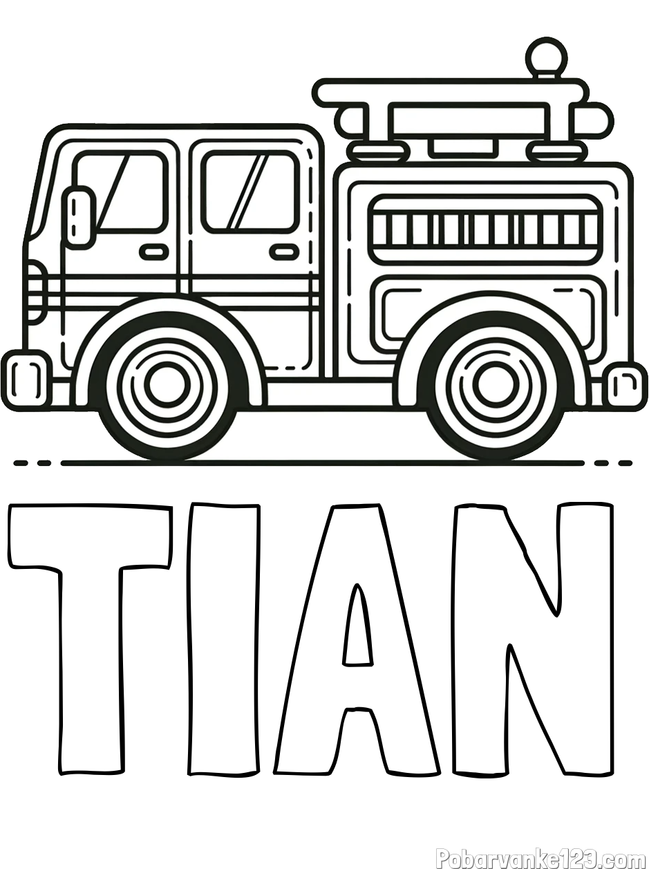 Pobarvanka imena TIAN in lepa pobarvnak gasilskega avta