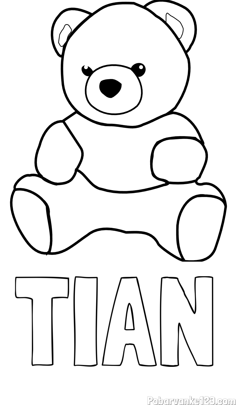 Pobarvanka imena TIAN in pobarvanka medvedka