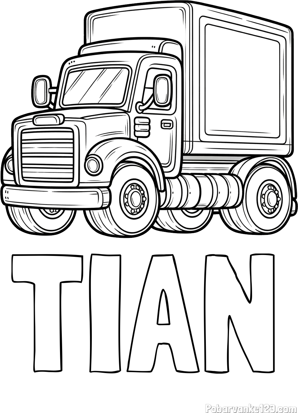 Pobarvanka imena TIAN in pobarvanka starega tovornjaka