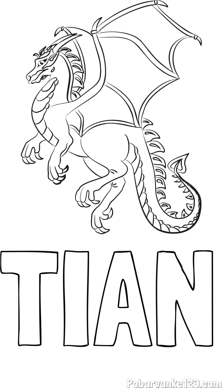 Pobarvanka imena TIAN in pobarvanka strašnega zmaja