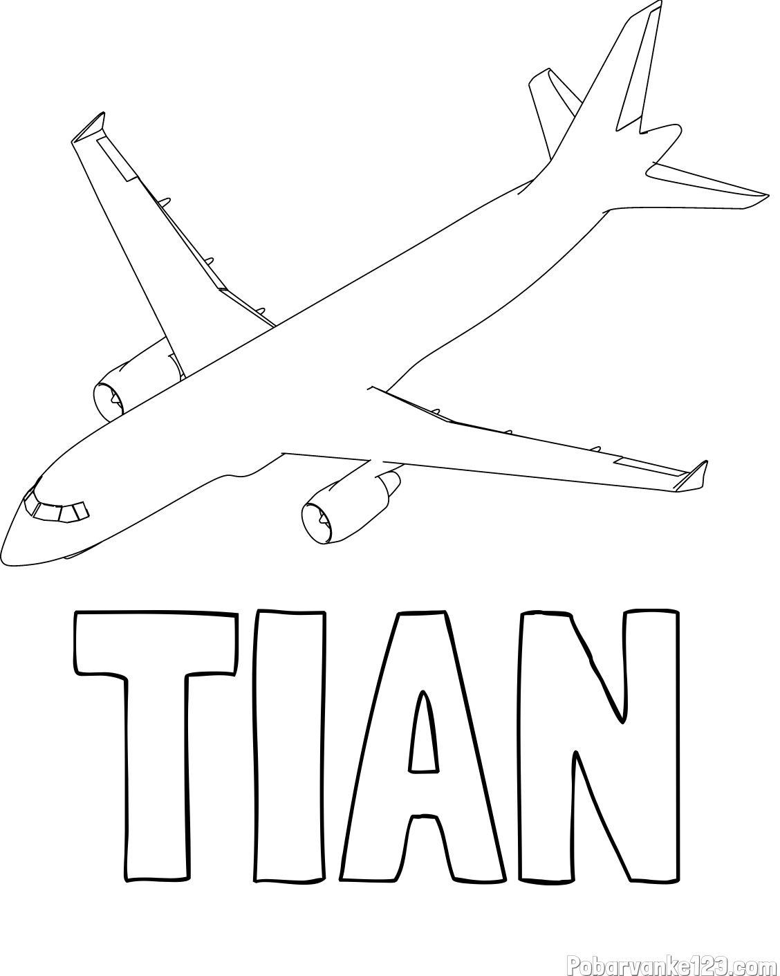 Pobarvanka imena TIAN in pobarvanka velikega aviona