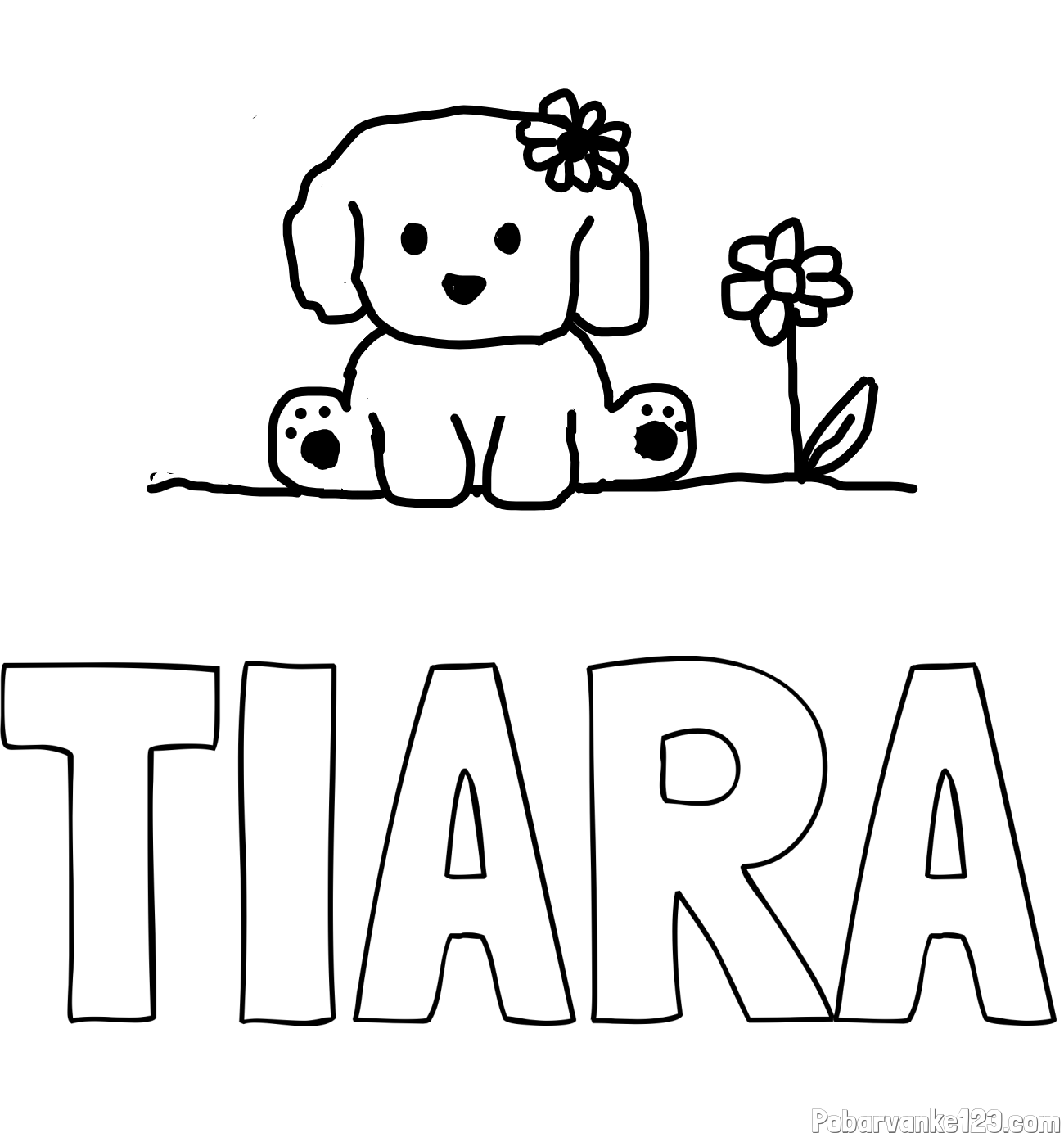 Pobarvanka imena TIARA in KUŽIKA