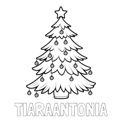 Online izdelana pobarvanka - Pobarvanka imena TIARAANTONIA in pobarvanka božične jelke z božično zvezdico in bunkicami