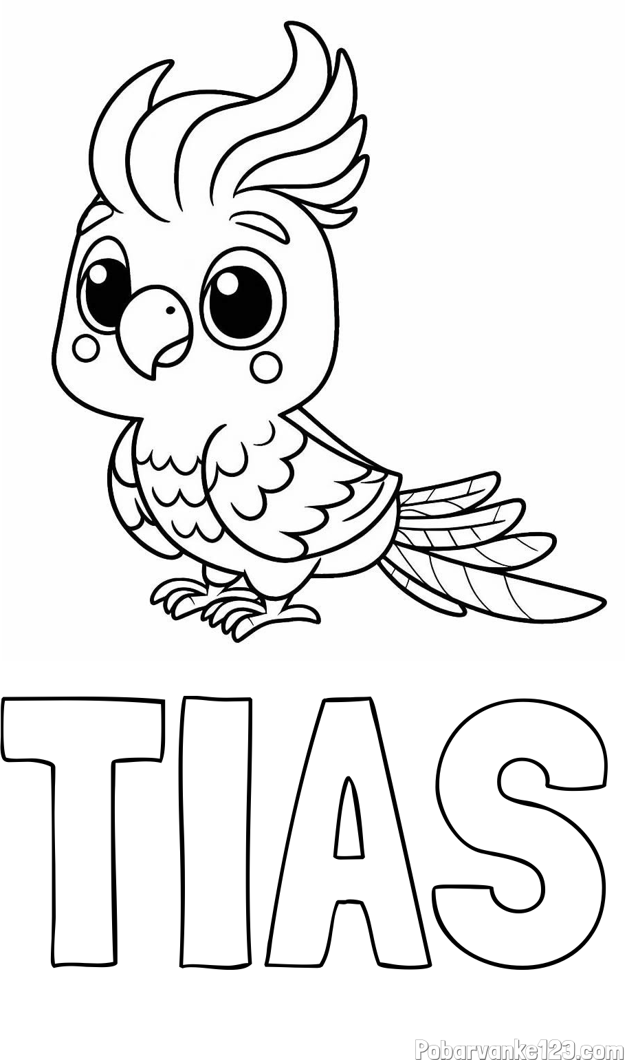 Pobarvanka imena TIAS in pobarvanka ljubke papige