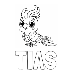 Online izdelana pobarvanka - Pobarvanka imena TIAS in pobarvanka ljubke papige