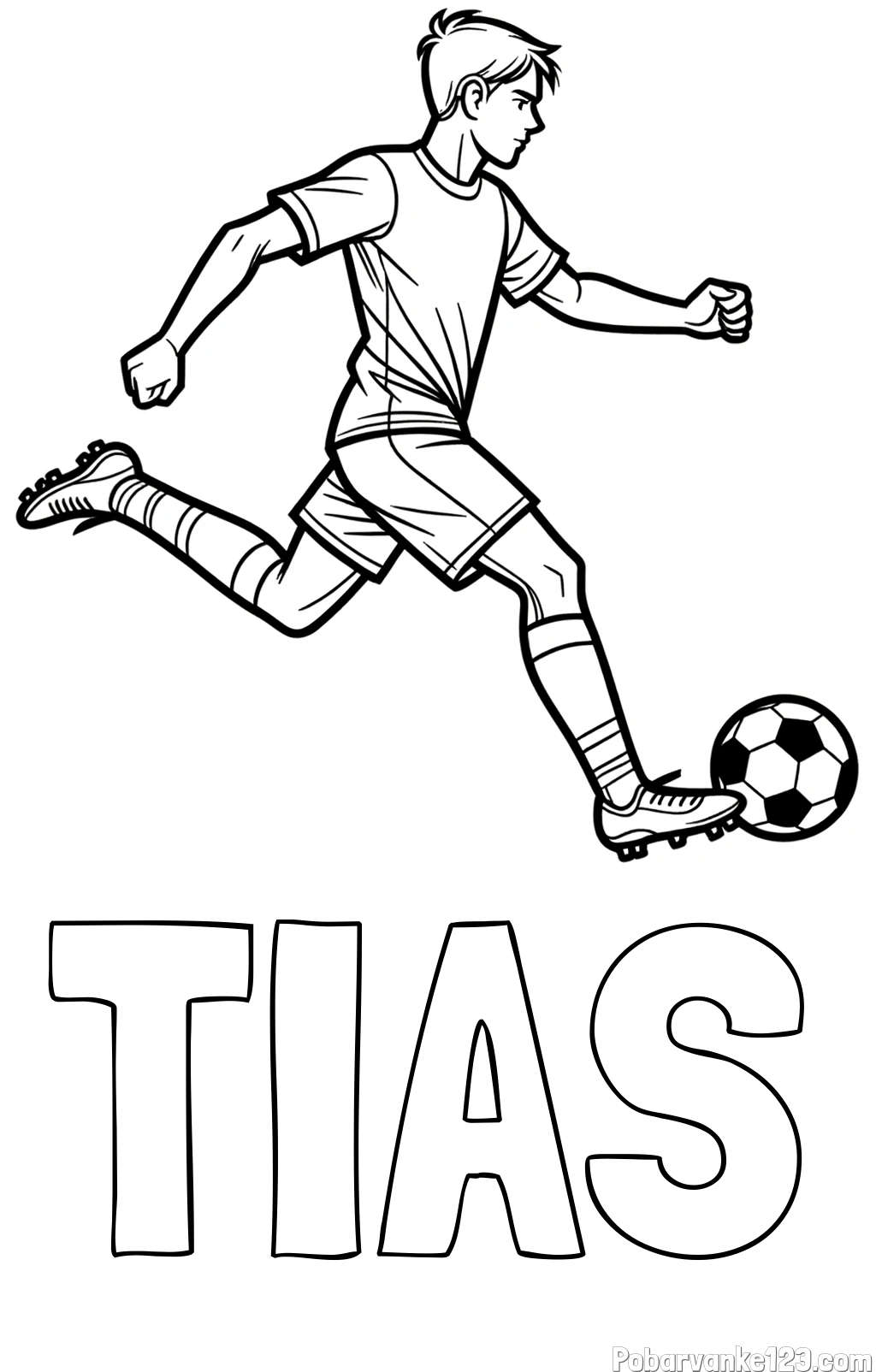 Pobarvanka imena TIAS in pobarvanka nogometaša v napadu