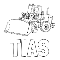 Online izdelana pobarvanka - Pobarvanka imena TIAS in pobarvanka velikega bagra
