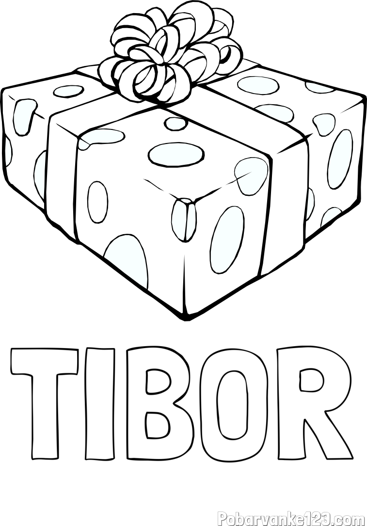 Pobarvanka imena TIBOR in božično darilo