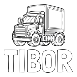 Online izdelana pobarvanka - Pobarvanka imena TIBOR in pobarvanka starega tovornjaka